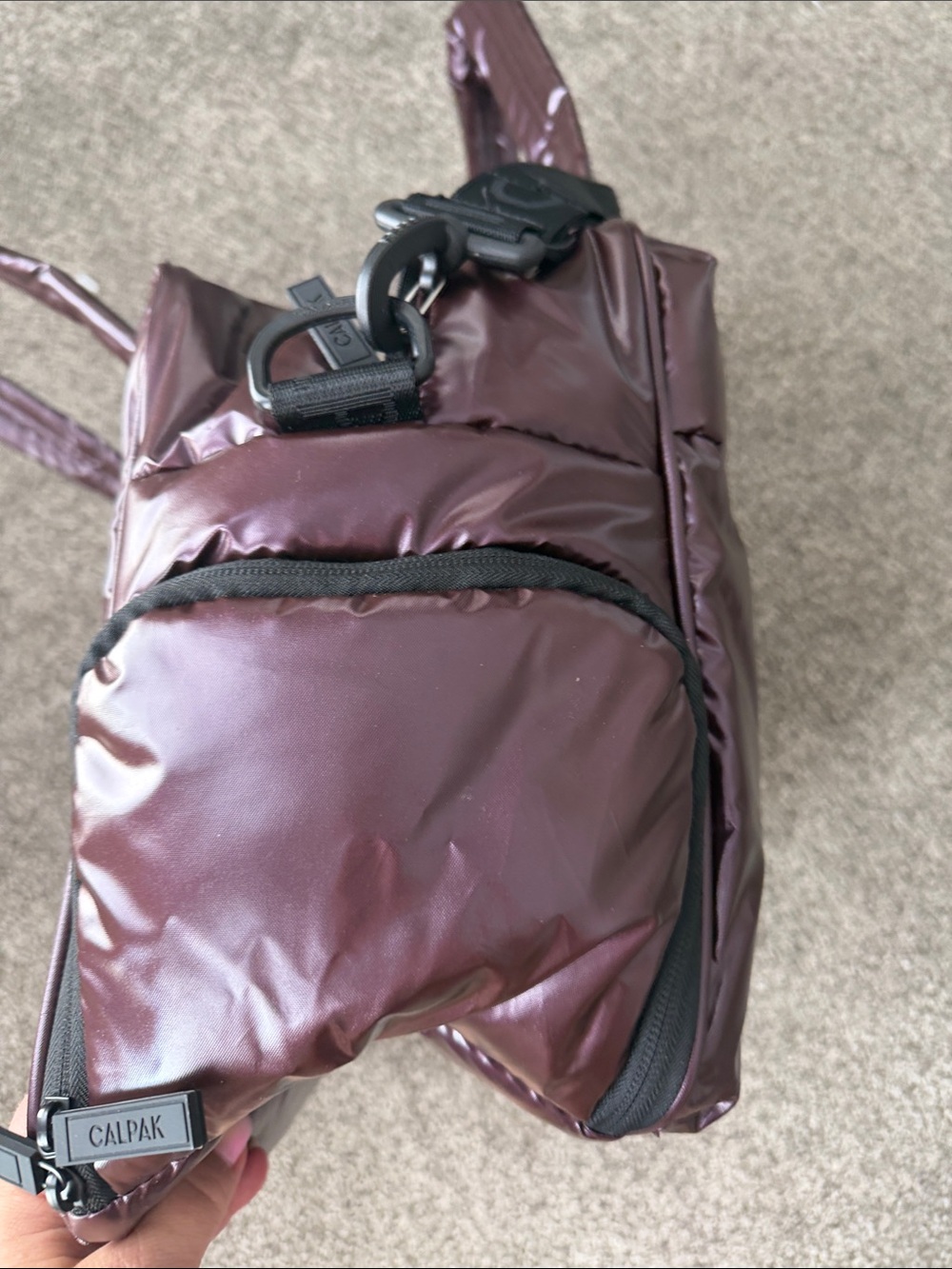 Calpak Quilted Duffel Bag - Glazed Dark Cherry - Picture 6 of 6